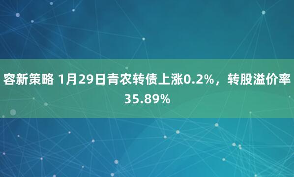 容新策略 1月29日青农转债上涨0.2%，转股溢价率35.89%
