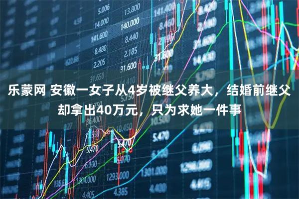 乐蒙网 安徽一女子从4岁被继父养大，结婚前继父却拿出40万元，只为求她一件事