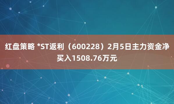 红盘策略 *ST返利（600228）2月5日主力资金净买入1508.76万元
